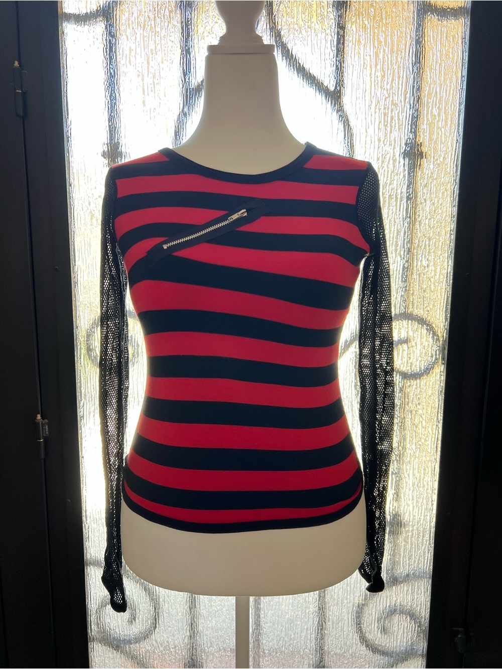 DOG PILE 90s and Y2K vintage punk, RARE, Zipper, Bondage, Mesh, striped shirt